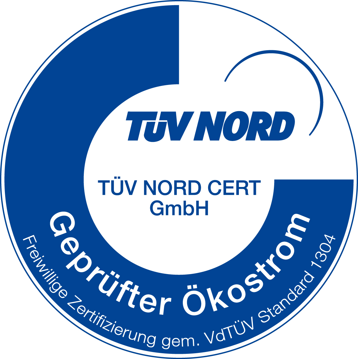 Logo, für geprüften Ökostrom von TÜV Nord.
